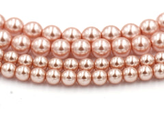 Czech Glass Pearl Coated Shell Pink Beads 4mm, 6mm, 8mm