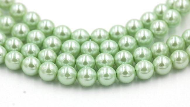 Czech Glass Pearl Coated Mint Green Beads 4mm, 6mm, 8mm Hover Image