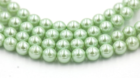 Czech Glass Pearl Coated Mint Green Beads 4mm, 6mm, 8mm