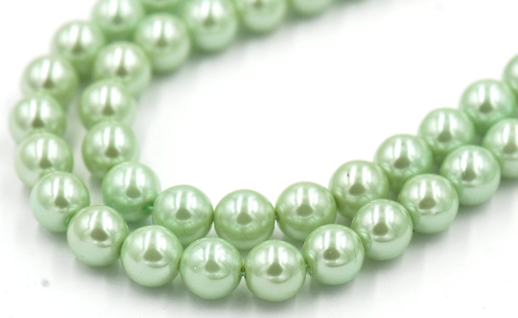 Czech Glass Pearl Coated Mint Green Beads 4mm, 6mm, 8mm