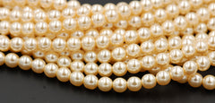 Czech Glass Pearl Coated Vanilla Beige Beads 4mm, 6mm, 8mm