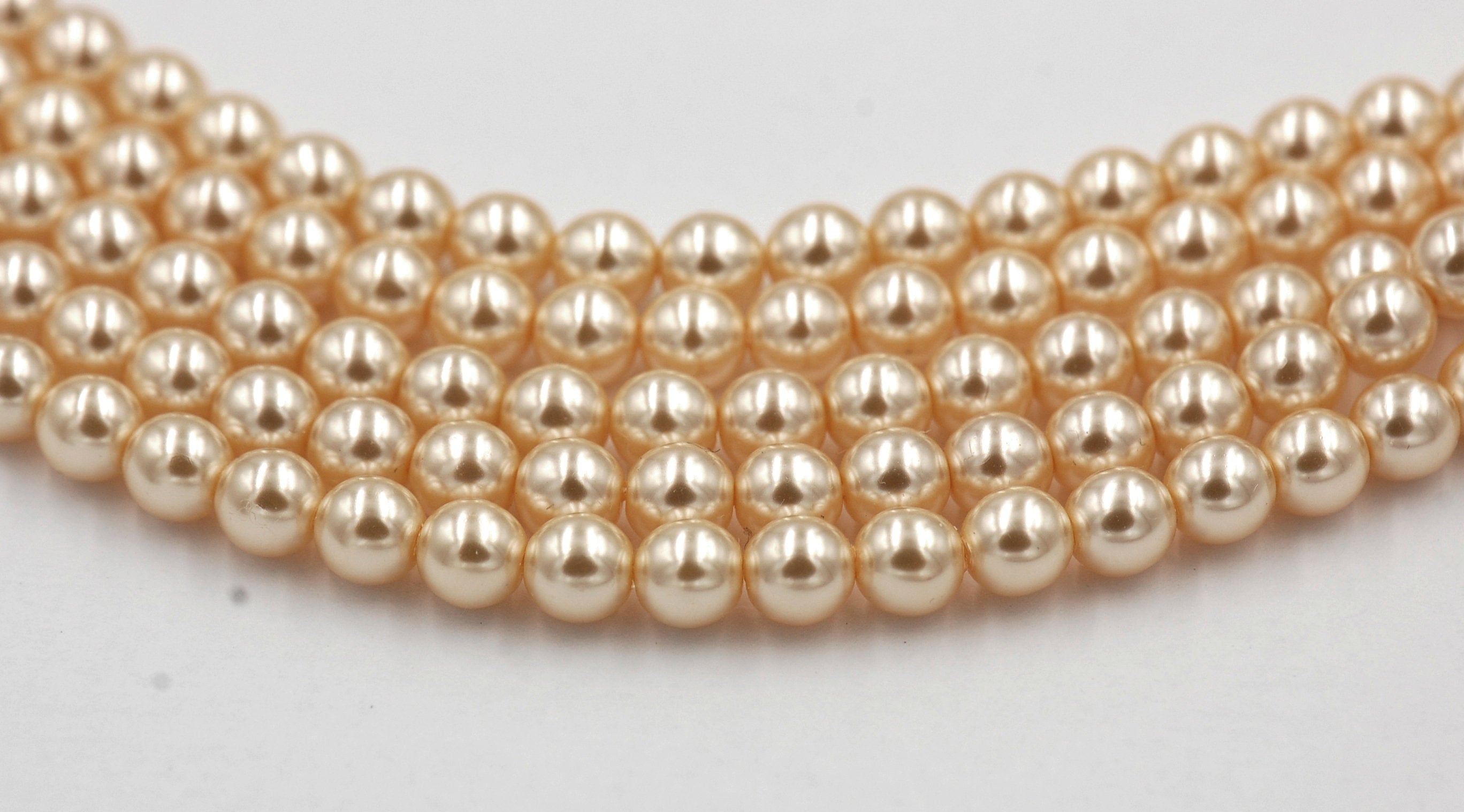 Czech Glass Pearl Coated Vanilla Beige Beads 4mm, 6mm, 8mm