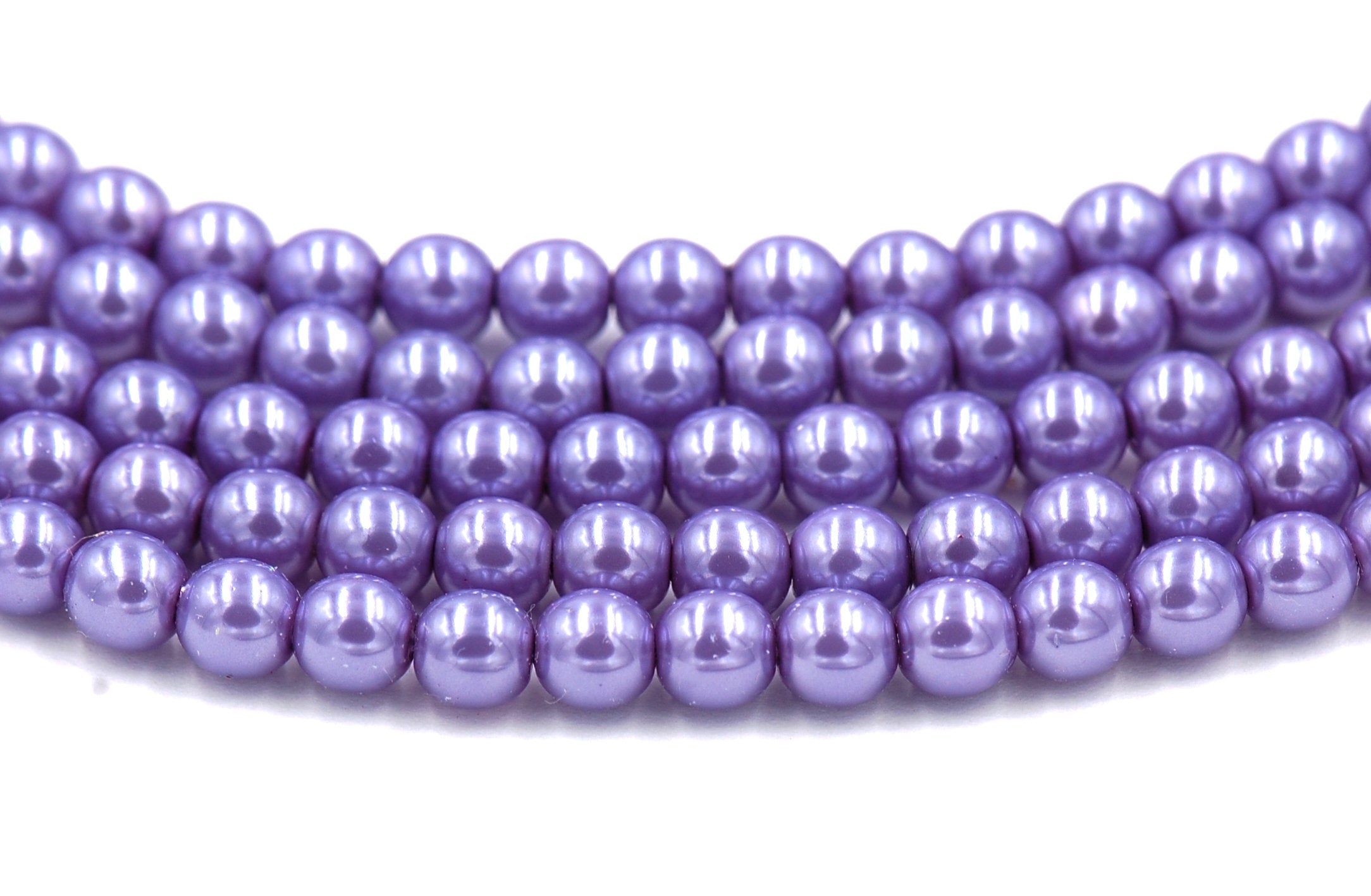 Czech Glass Pearl Coated Lilac Purple Beads 4mm, 6mm, 8mm