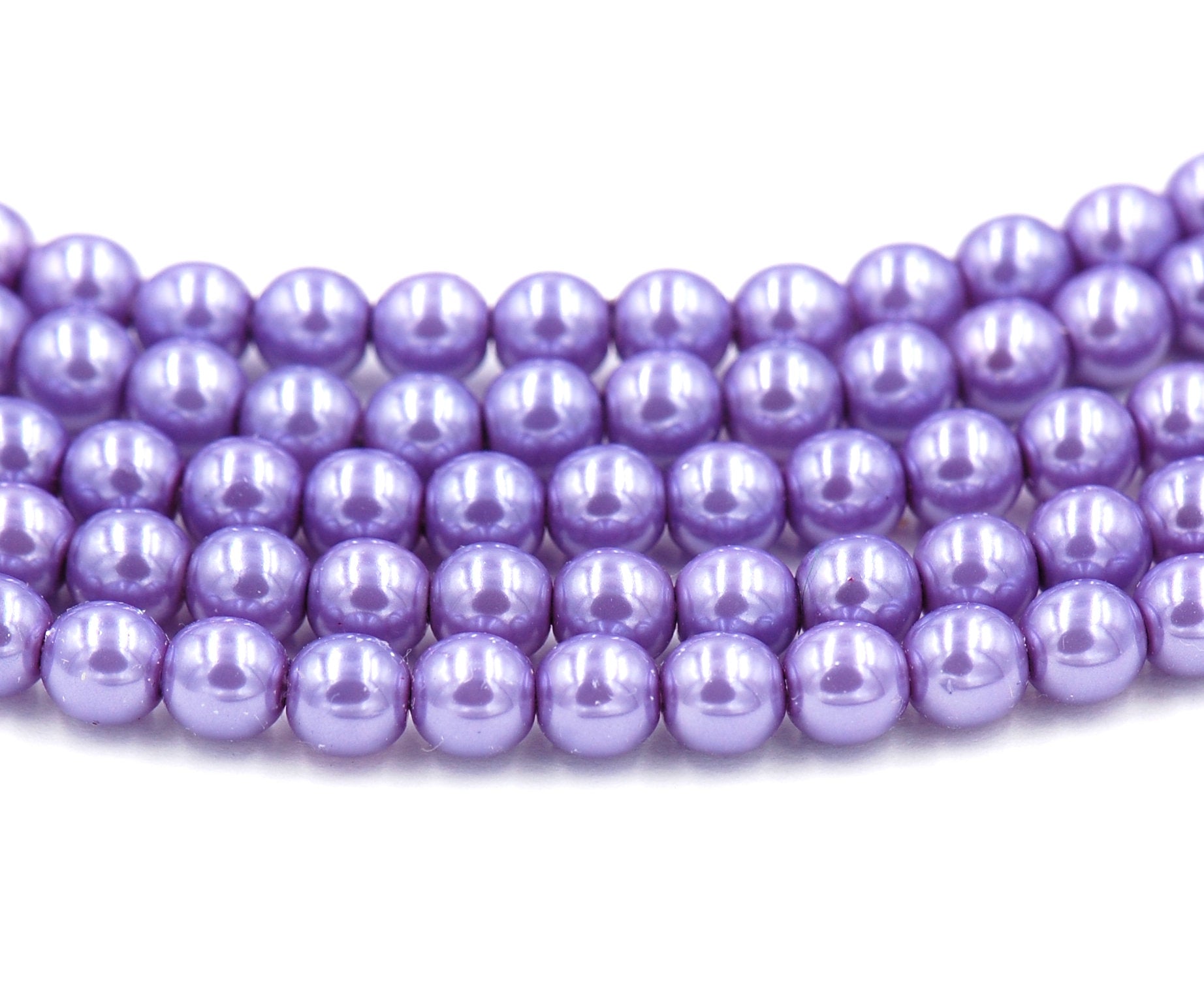 Czech Glass Pearl Coated Lilac Purple Beads 4mm, 6mm, 8mm