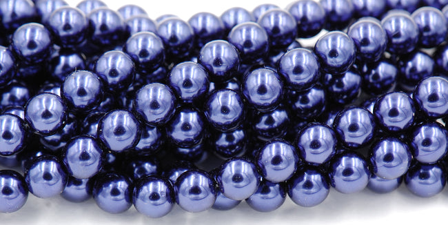 Czech Glass Pearl Coated Royal Purple Beads 4mm, 6mm, 8mm Hover Image