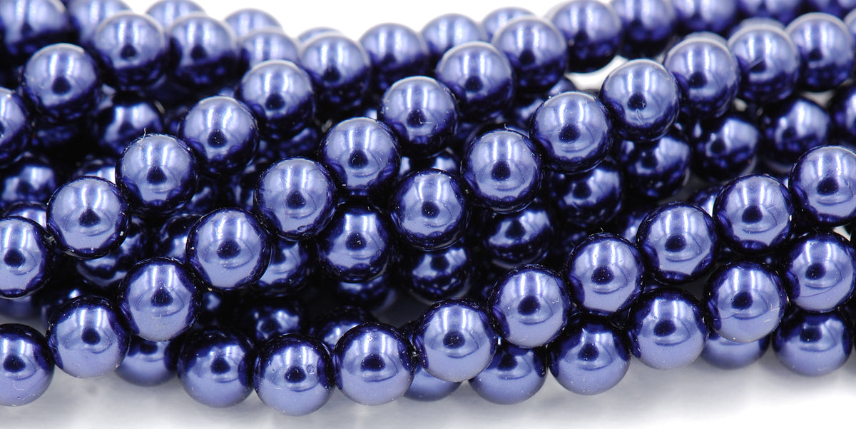 Czech Glass Pearl Coated Royal Purple Beads 4mm, 6mm, 8mm