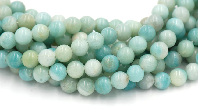 Large Hole Amazonite Blue Green 6mm, 8mm, 10mm, 12mm Round Beads -14.75 inch strand Hover Image