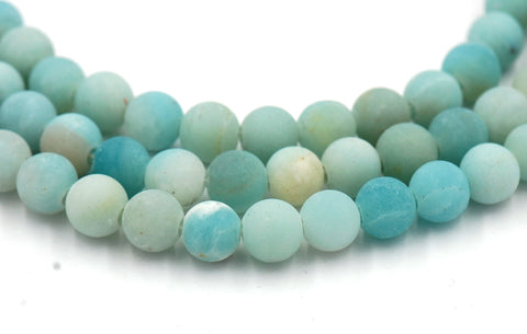 Large Hole Matte Amazonite Blue Green 6mm, 8mm, 10mm, 12mm Round Beads -15 inch strand