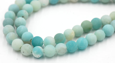 Large Hole Matte Amazonite Blue Green 6mm, 8mm, 10mm, 12mm Round Beads -15 inch strand
