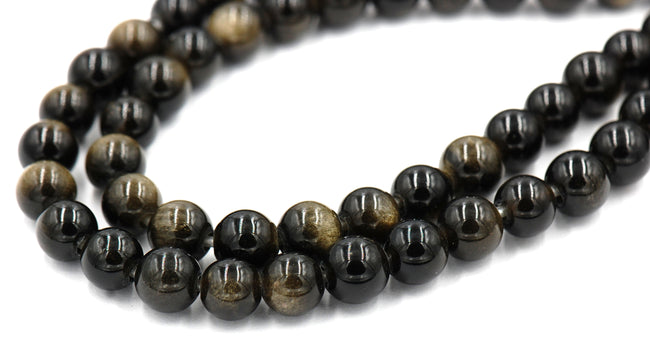 Large Hole Golden Obsidian (natural) 6mm,8mm,10mm round-full strand Main Image