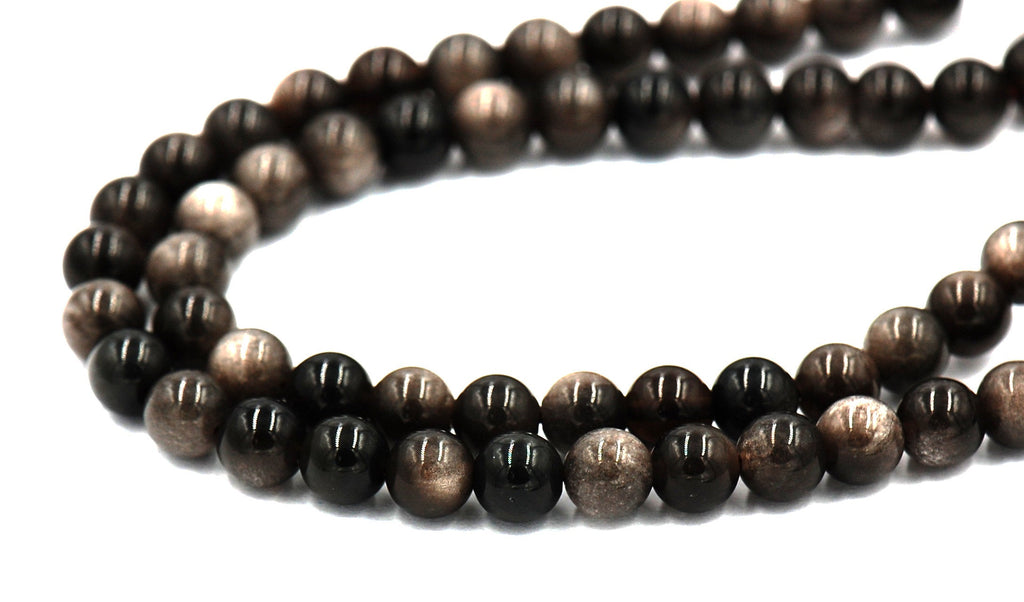 Silver Obsidian (natural) 6mm,8mm,10mm,12mm round-full strand