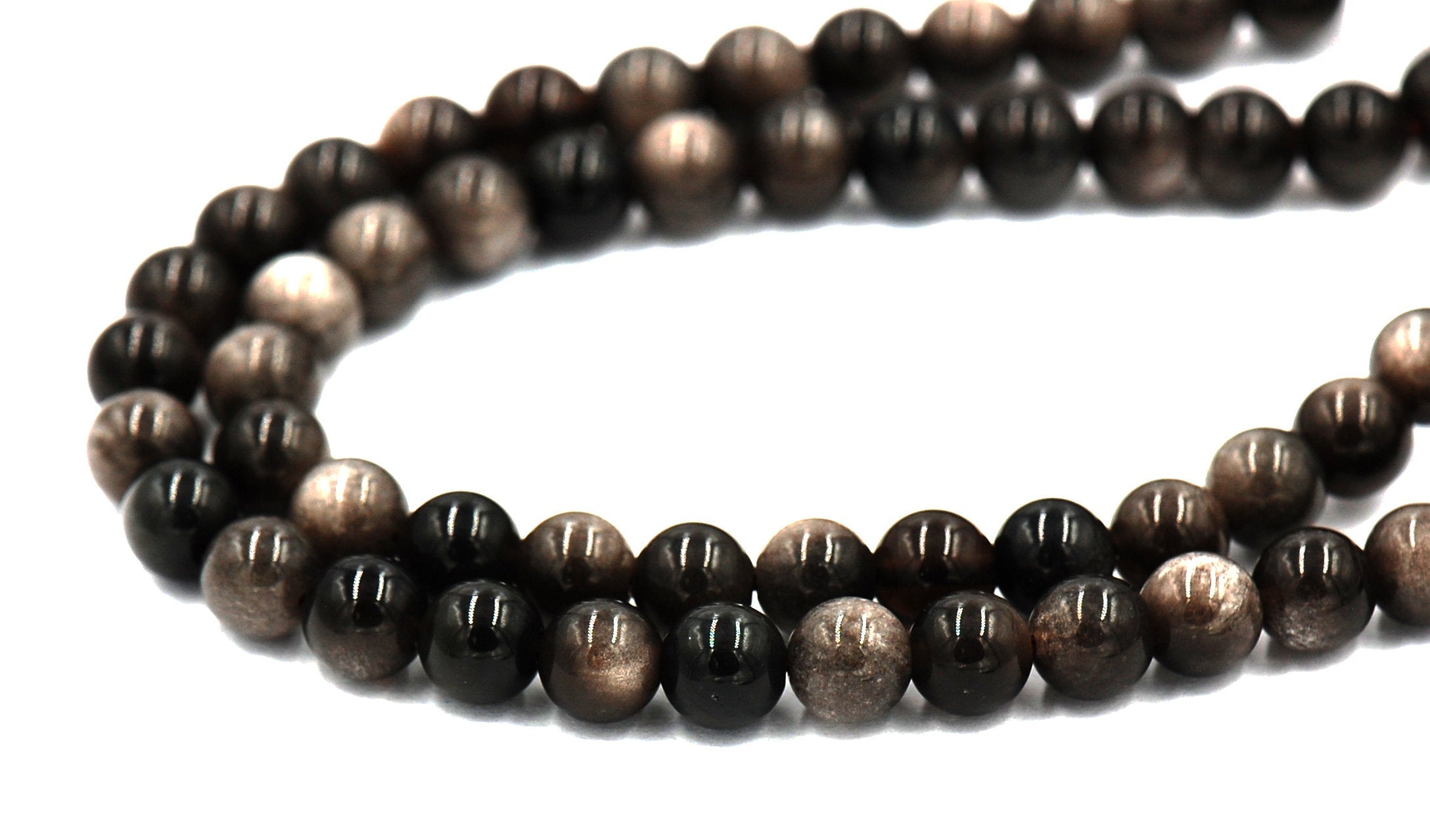Silver Obsidian (natural) 6mm,8mm,10mm,12mm round-full strand