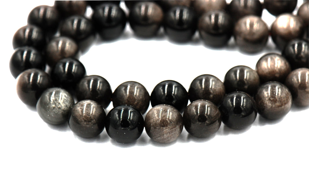 Silver Obsidian (natural) 6mm,8mm,10mm,12mm round-full strand