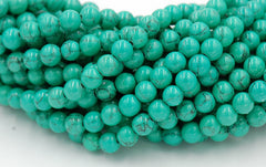 4mm, 6mm, 8mm Golden Matrix Turquoise Green Resin Round Beads -15.5 inch strand