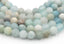 Large Hole Matte Multicolor Aquamarine Blue Green 6mm, 8mm, 10mm, 12mm Round Beads -Full Strand