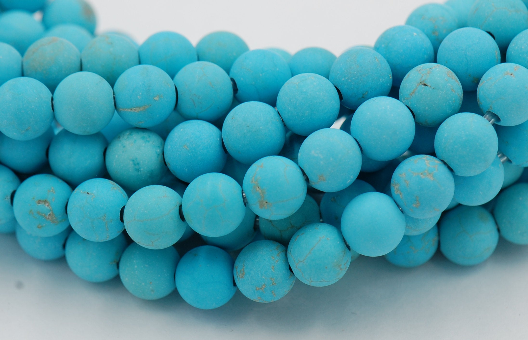 Large Hole Matte Turquoise Magnesite 4mm, 6mm, 8mm, 10mm, 12mm Round Beads -15 inch strand