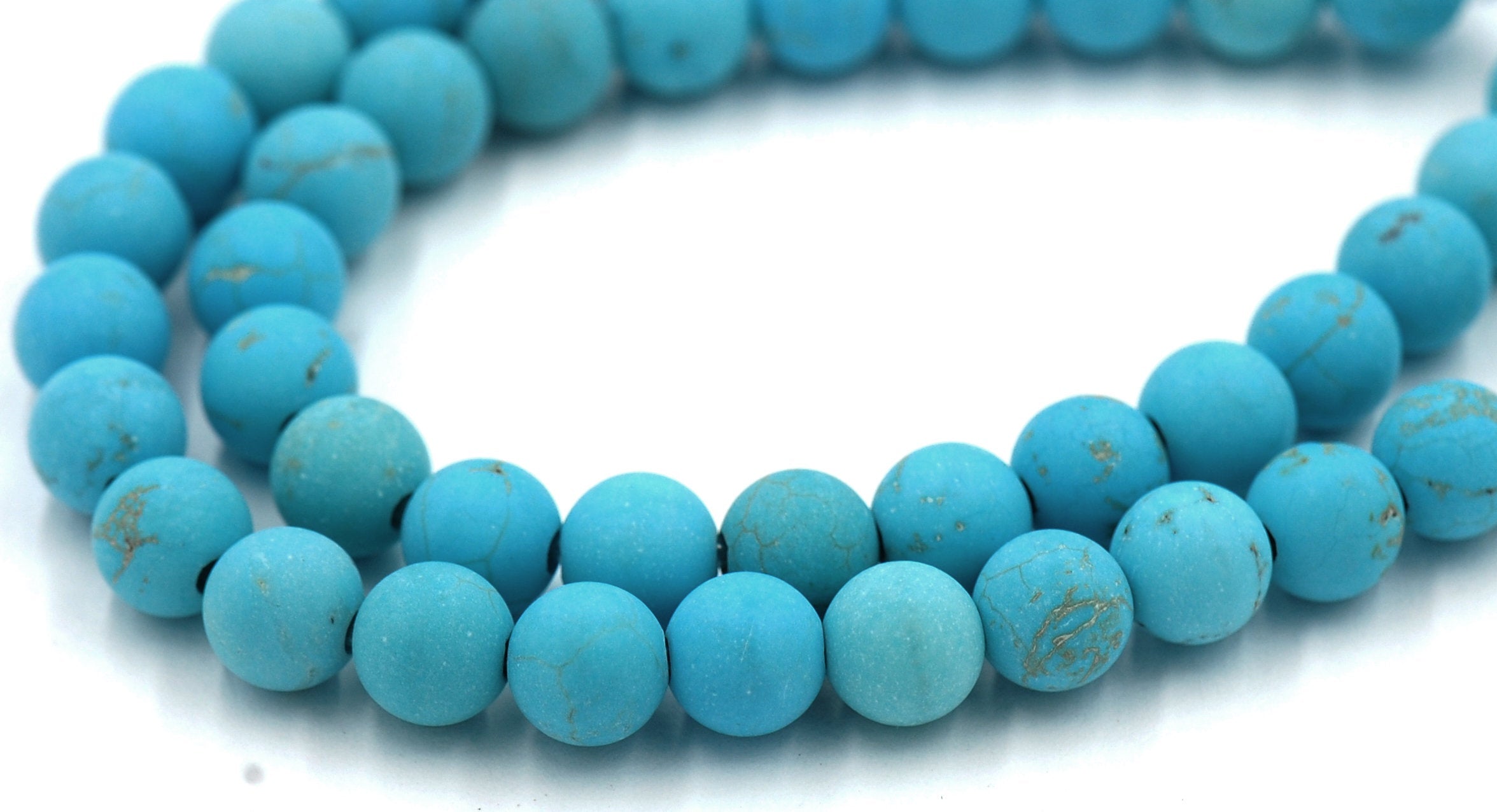 Large Hole Matte Turquoise Magnesite 4mm, 6mm, 8mm, 10mm, 12mm Round Beads -15 inch strand