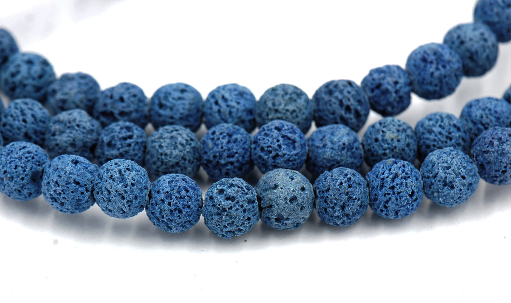 8mm Blue Lava Rock Round Stone Beads -15.5 inch strand
