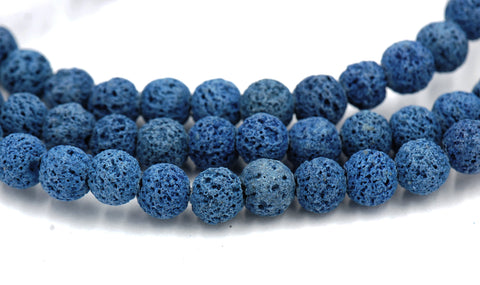 8mm Blue Lava Rock Round Stone Beads -15.5 inch strand