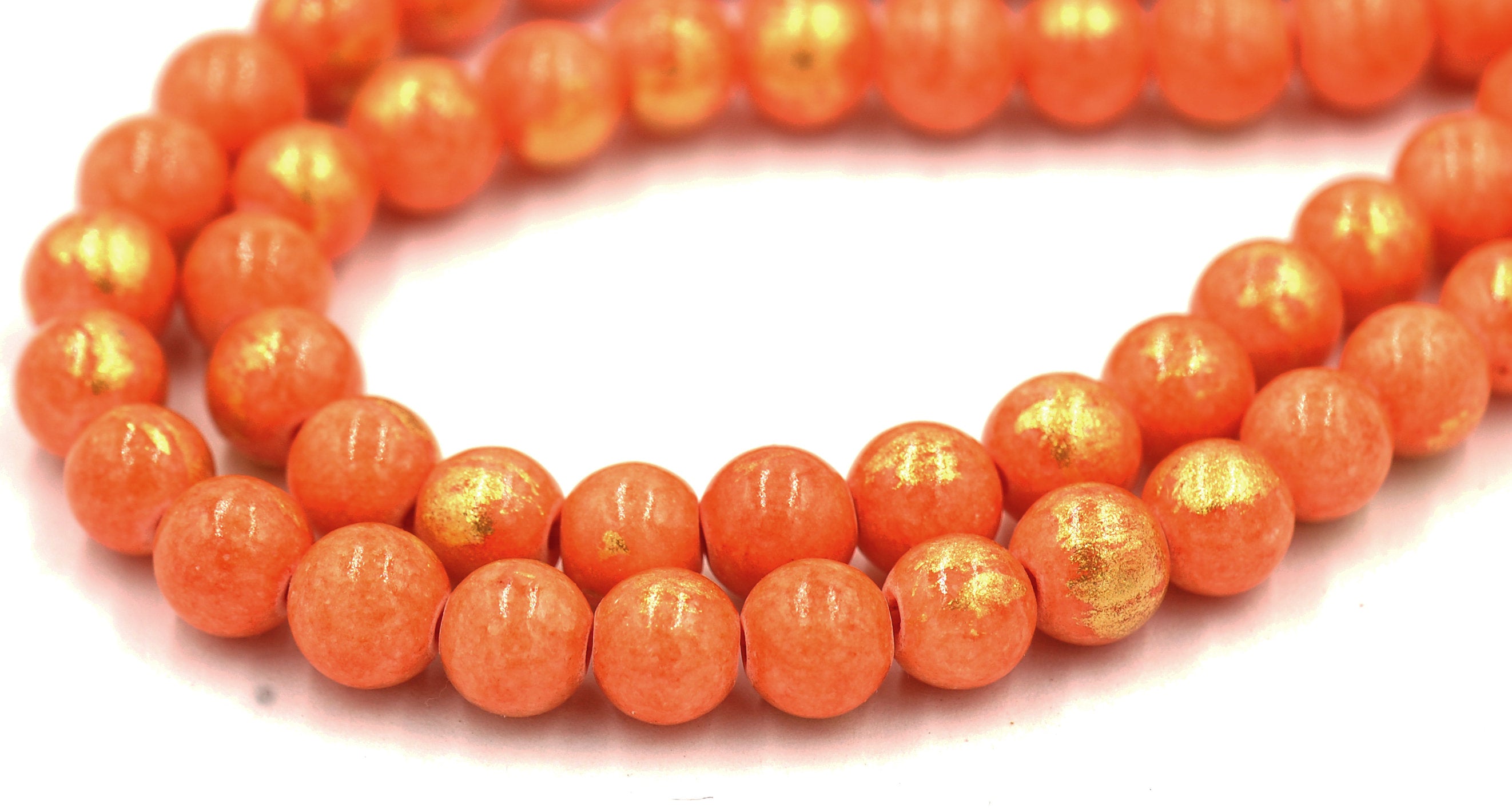 Antique Tangerine Gold Dust Jade 6mm, 8mm, 10mm, 12mm Round Beads -15.5 inch strand