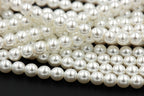 Czech Glass Pearl Coated Snow White Beads 4mm, 6mm, 8mm