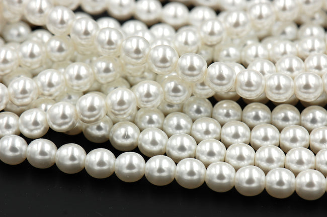 Czech Glass Pearl Coated Snow White Beads 4mm, 6mm, 8mm Main Image