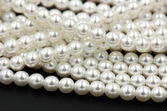 Czech Glass Pearl Coated Snow White Beads 4mm, 6mm, 8mm