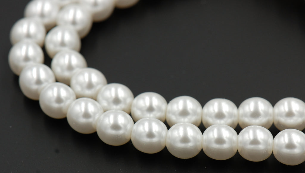 Czech Glass Pearl Coated Snow White Beads 4mm, 6mm, 8mm