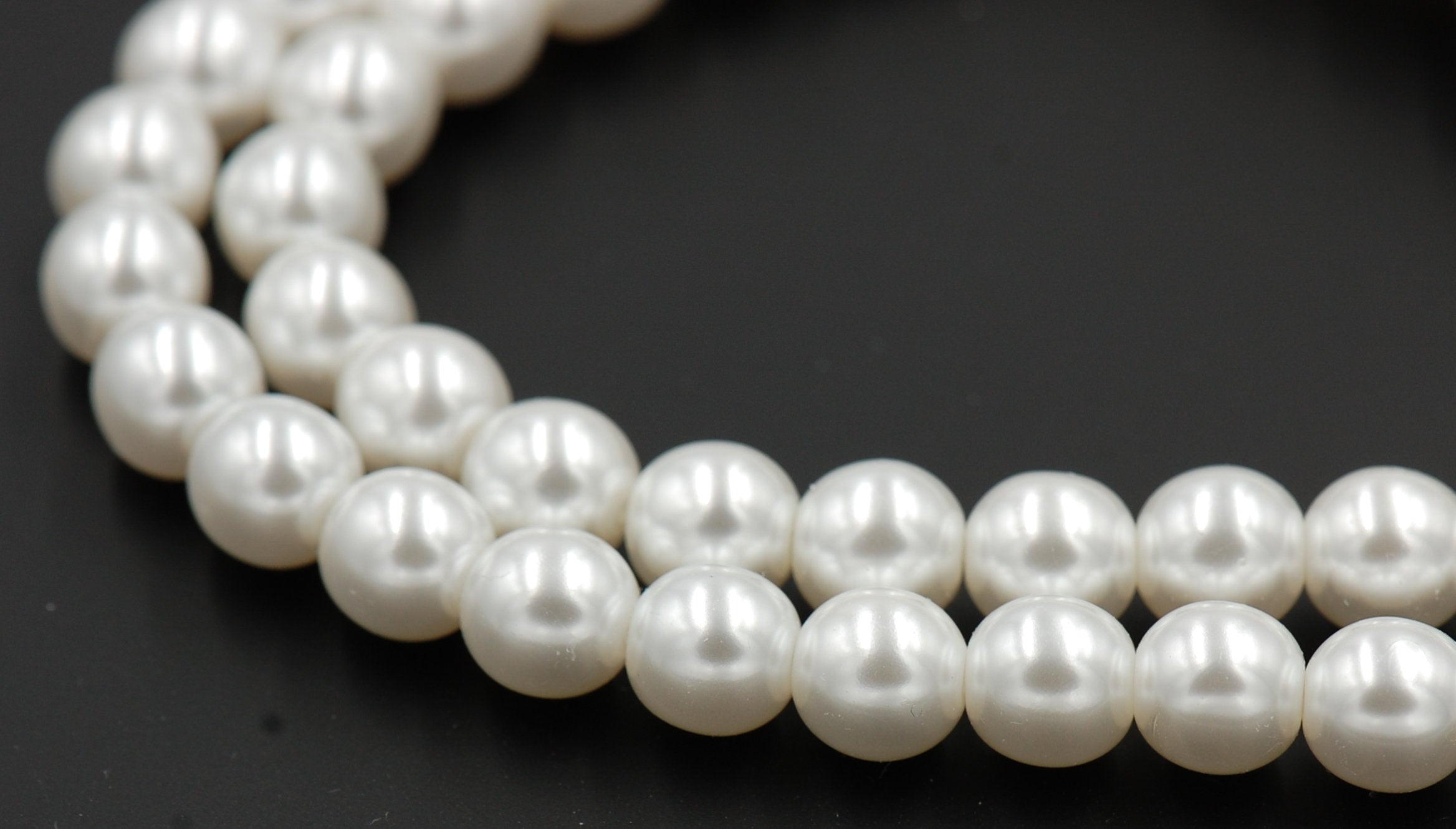 Czech Glass Pearl Coated Snow White Beads 4mm, 6mm, 8mm