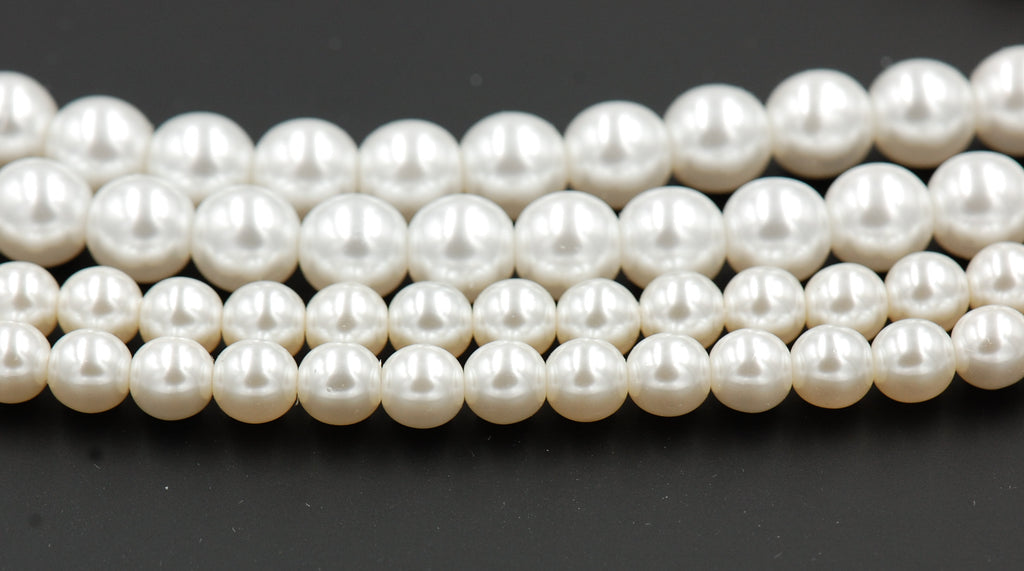 Czech Glass Pearl Coated Snow White Beads 4mm, 6mm, 8mm