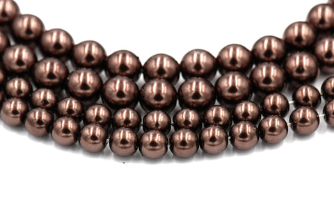 Czech Glass Pearl Coated Chocolate Brown Beads 4mm, 6mm, 8mm