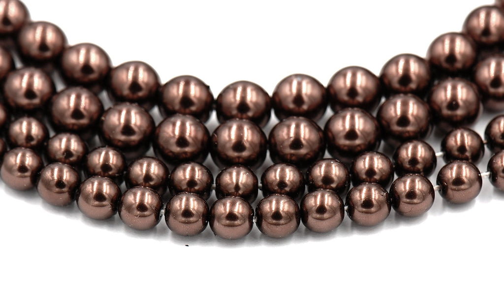 Czech Glass Pearl Coated Chocolate Brown Beads 4mm, 6mm, 8mm