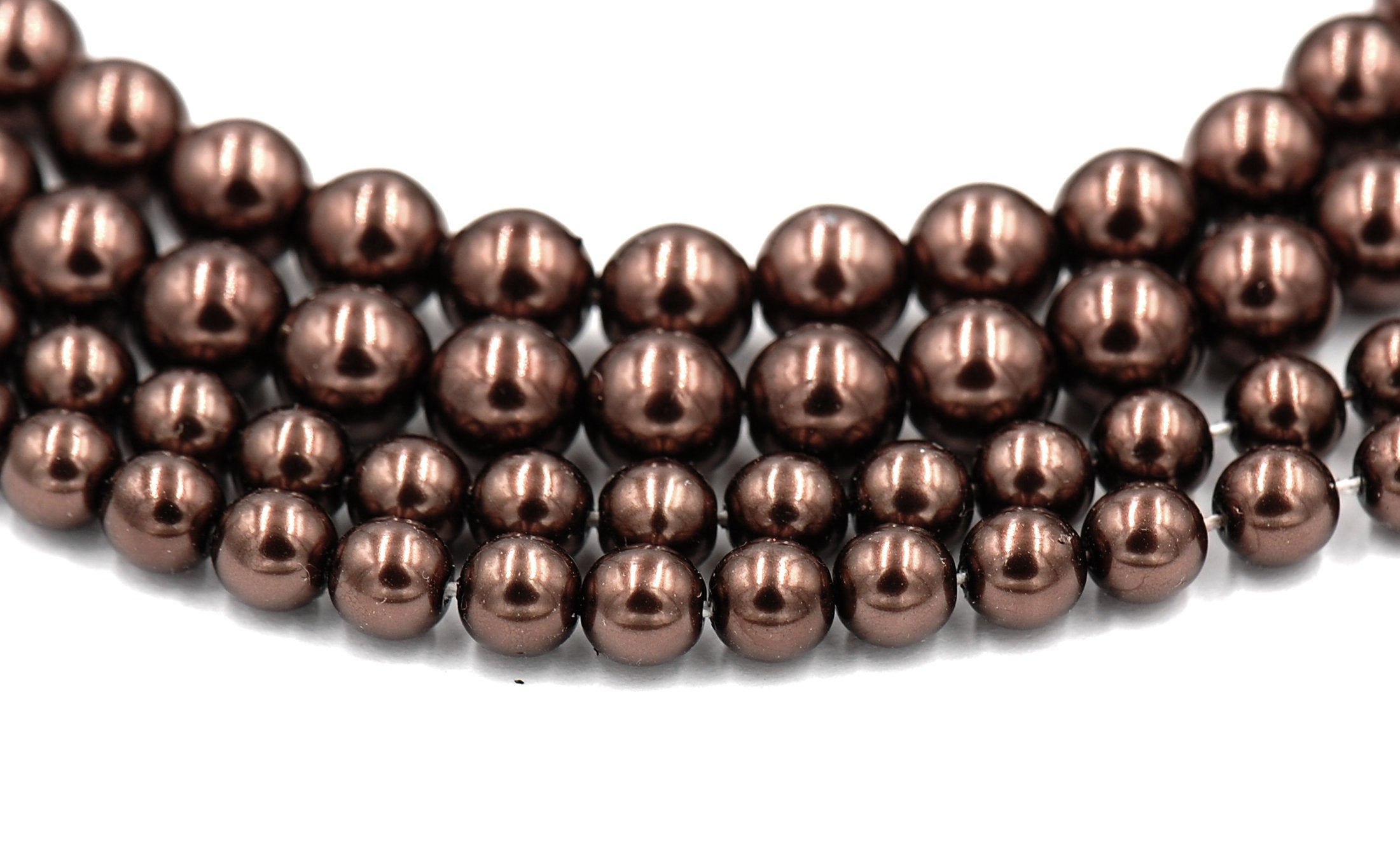 Czech Glass Pearl Coated Chocolate Brown Beads 4mm, 6mm, 8mm