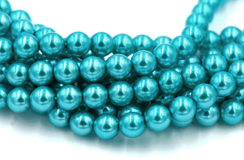 Czech Glass Pearl Coated Palm Coast Teal Beads 4mm, 6mm, 8mm