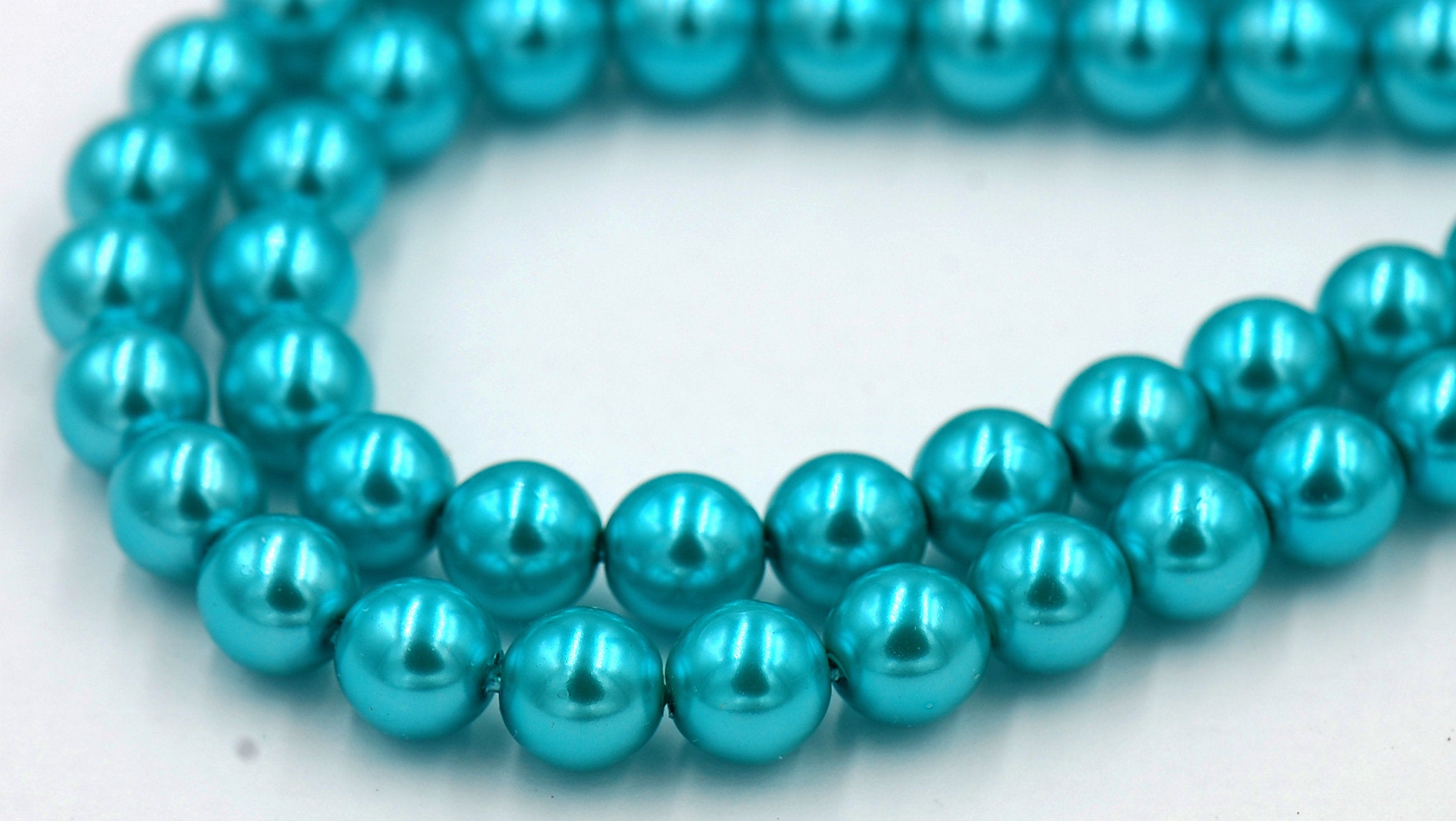 Czech Glass Pearl Coated Palm Coast Teal Beads 4mm, 6mm, 8mm