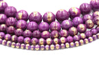 Plum Purple Gold Dust Jade 4mm, 6mm, 8mm, 10mm, 12mm Round Beads -15 inch strand