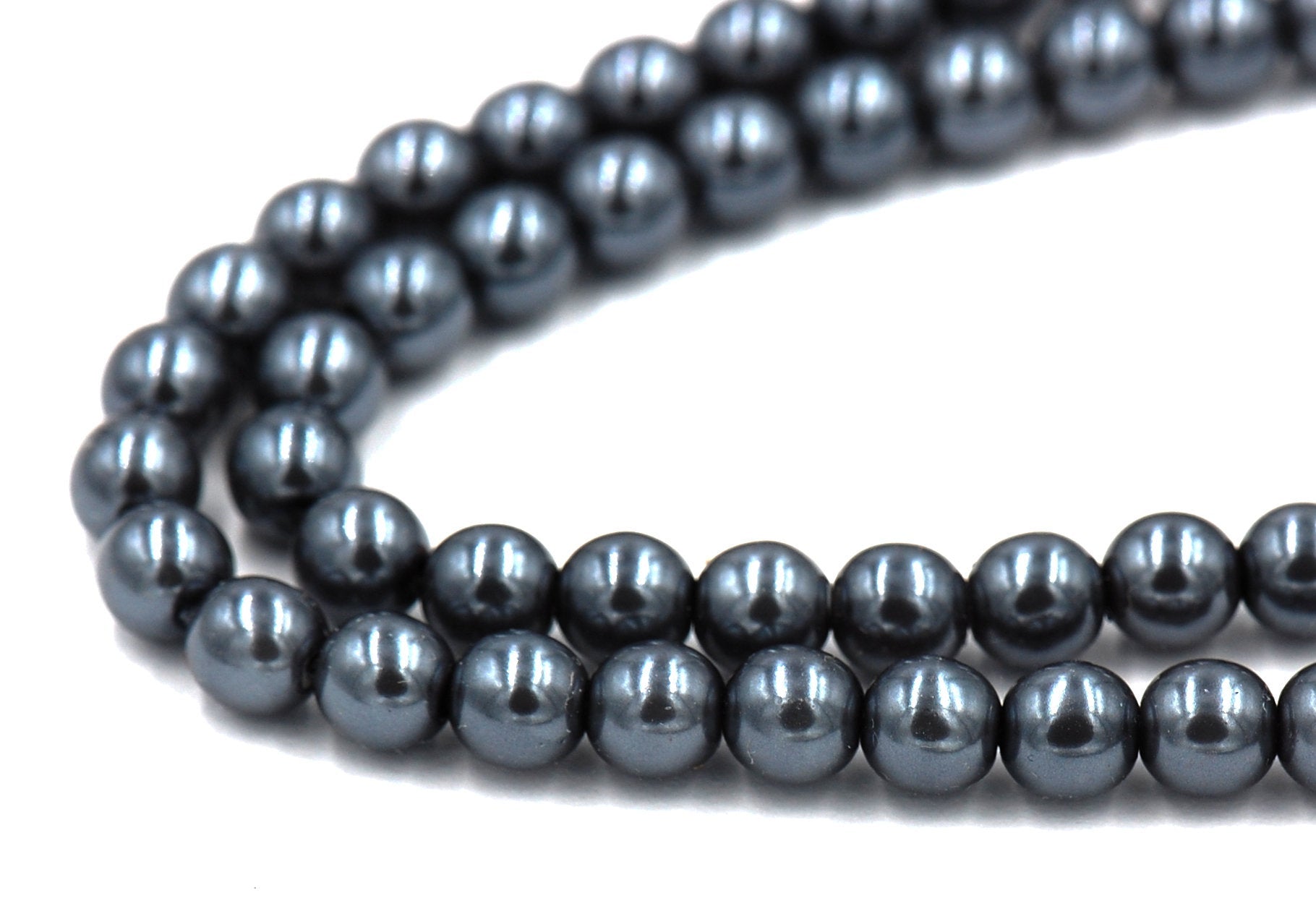 Czech Glass Pearl Coated Storm Gray Beads 4mm, 6mm, 8mm