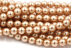 Czech Glass Pearl Coated Golden Champagne Beads 4mm, 6mm, 8mm