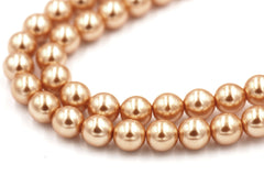 Czech Glass Pearl Coated Golden Champagne Beads 4mm, 6mm, 8mm
