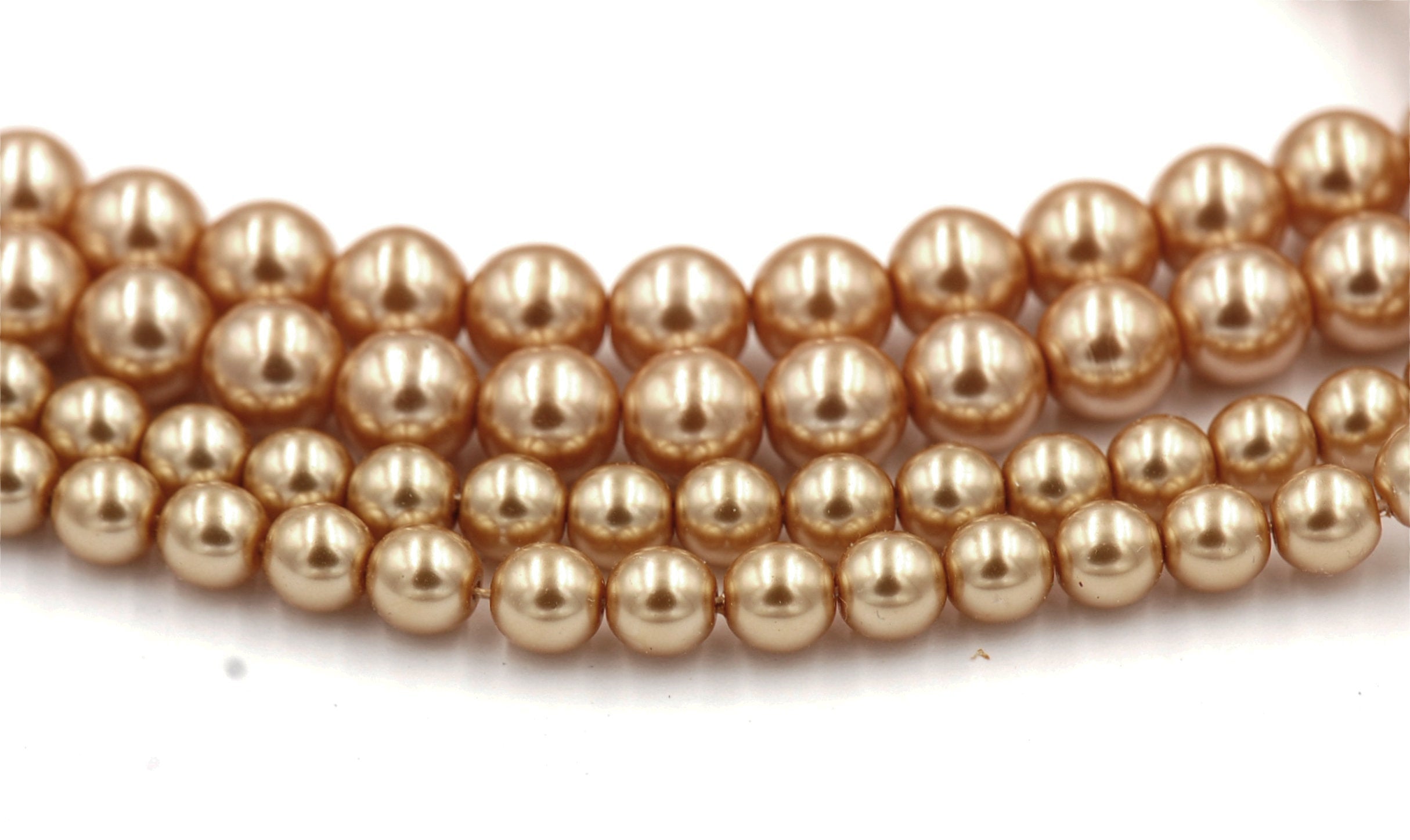 Czech Glass Pearl Coated Golden Champagne Beads 4mm, 6mm, 8mm