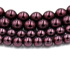 Czech Glass Pearl Coated Eggplant Purple Beads 4mm, 6mm, 8mm