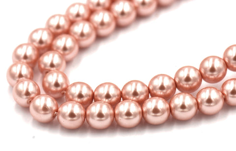 Czech Glass Pearl Coated Shell Pink Beads 4mm, 6mm, 8mm