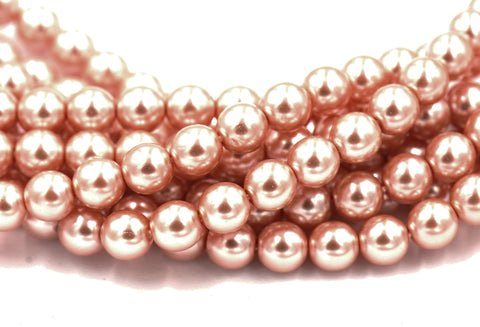 Czech Glass Pearl Coated Shell Pink Beads 4mm, 6mm, 8mm