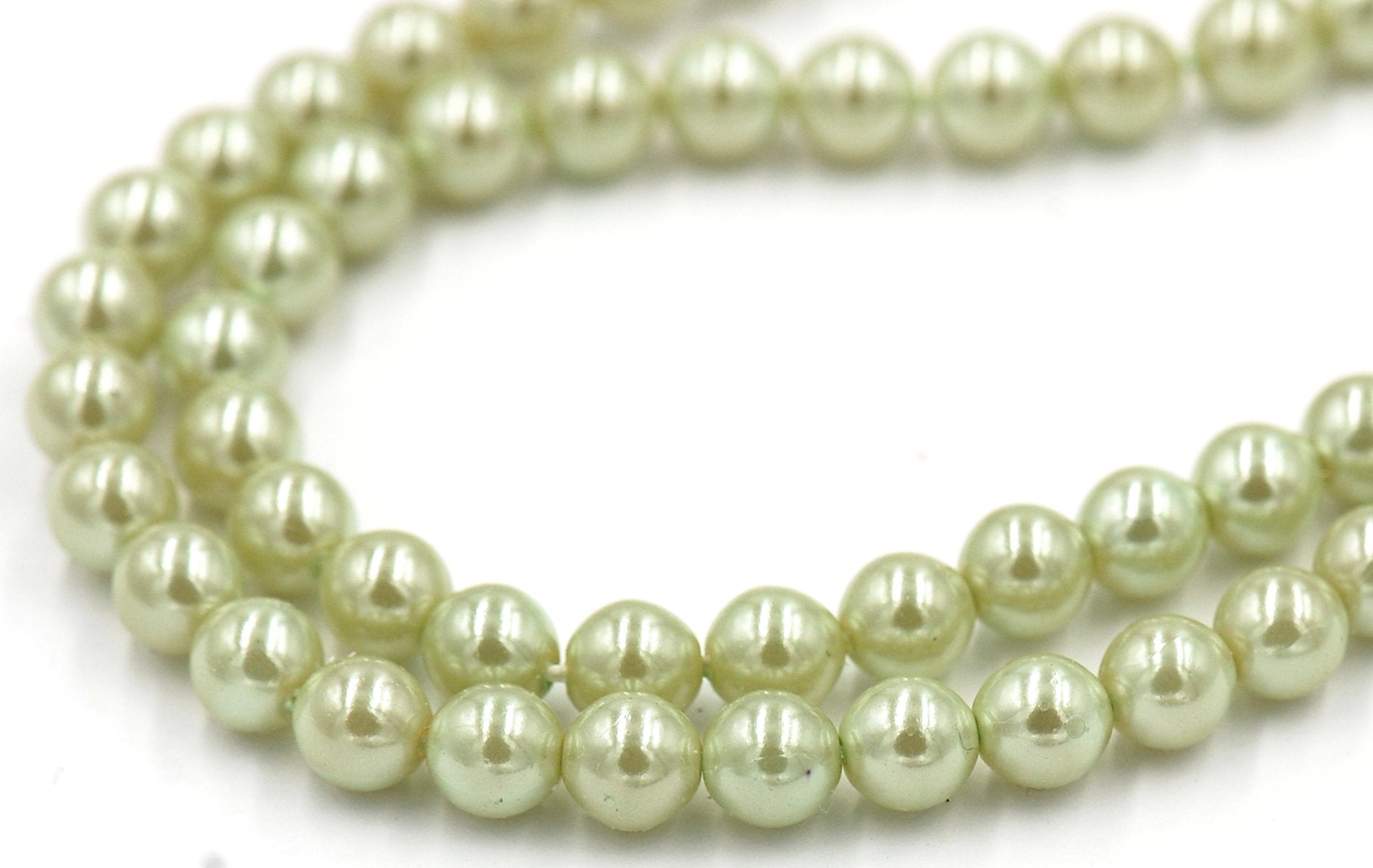 Czech Glass Pearl Coated Mint Green Beads 4mm, 6mm, 8mm