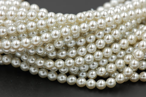 Czech Glass Pearl Coated Lace White Beads 4mm, 6mm, 8mm