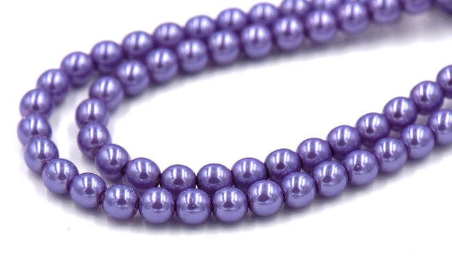 Czech Glass Pearl Coated Lilac Purple Beads 4mm, 6mm, 8mm Main Image