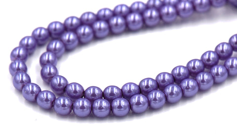 Czech Glass Pearl Coated Lilac Purple Beads 4mm, 6mm, 8mm