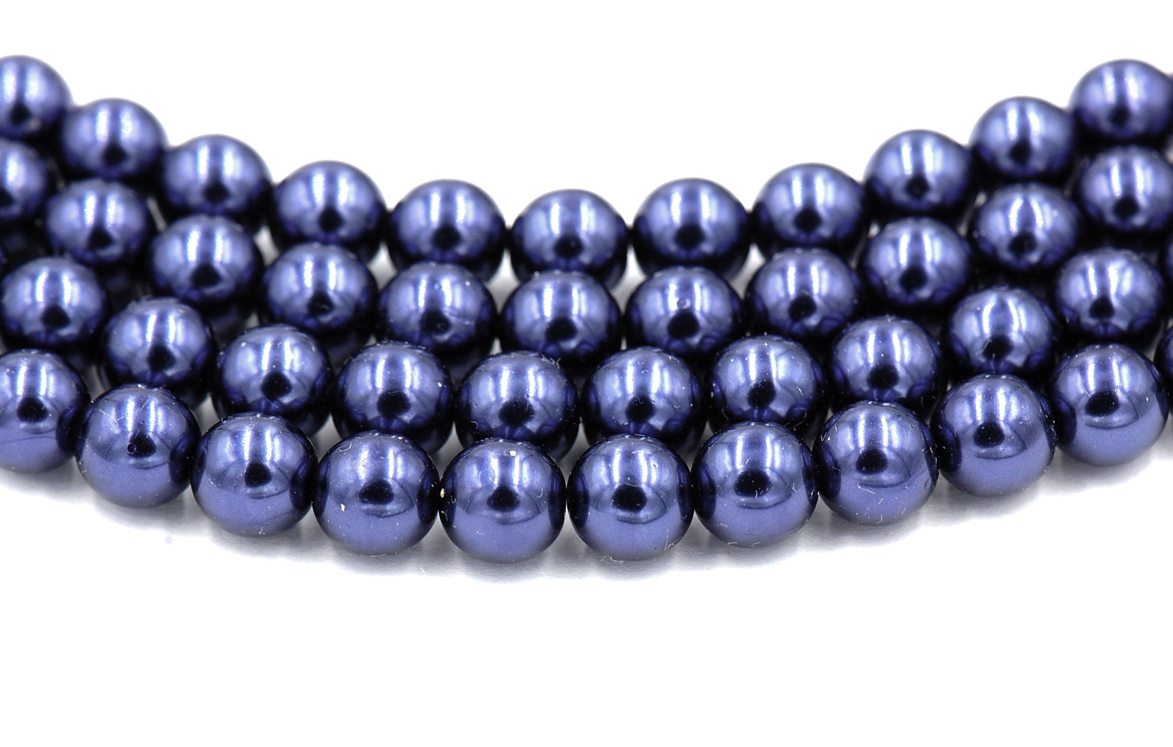Czech Glass Pearl Coated Royal Purple Beads 4mm, 6mm, 8mm