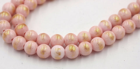 Blush Pink Gold Dust Jade 6mm, 8mm, 10mm Round Beads -15 inch strand
