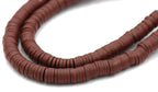 Flat Round Handmade Polymer Clay Bead Spacers, Chocolate Brown, 6x1mm